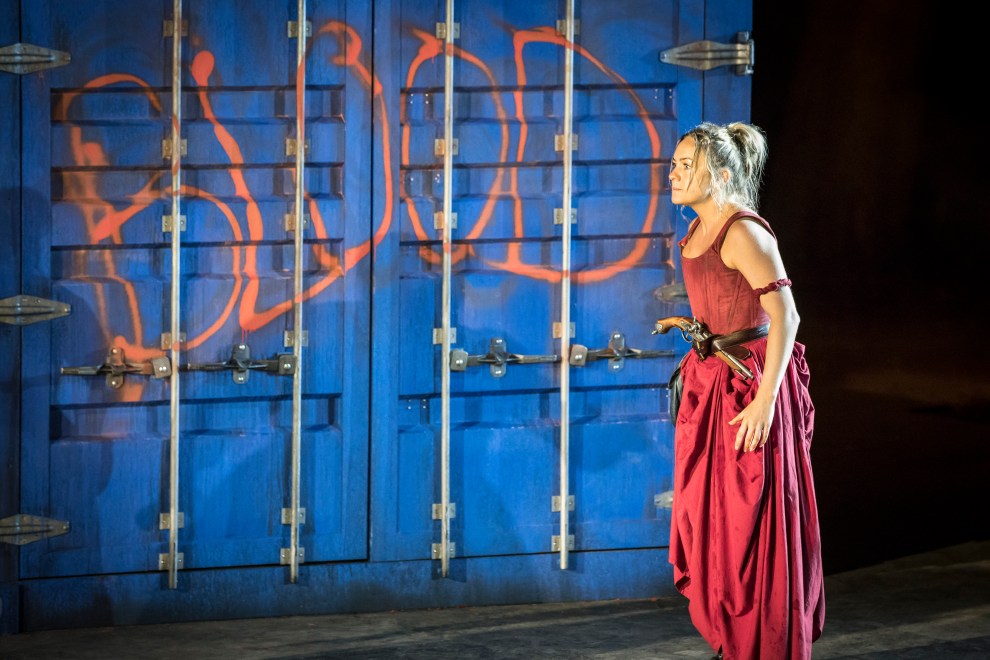 Claire-Louise Cordwell as Mdm Defarge. Photo Johan Persson